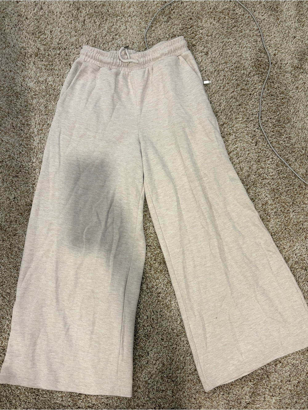 Zara Wide-Leg Sweatpants in Light Beige
